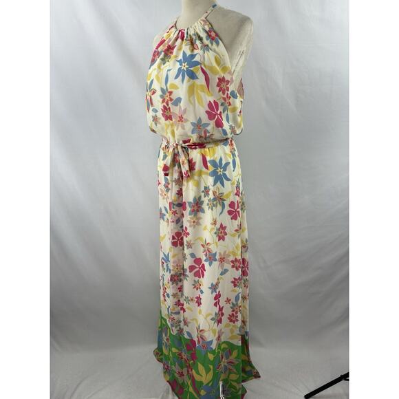 Modcloth Illuminated Elegance Halter Maxi Dress Cream Floral Plus Size 1X